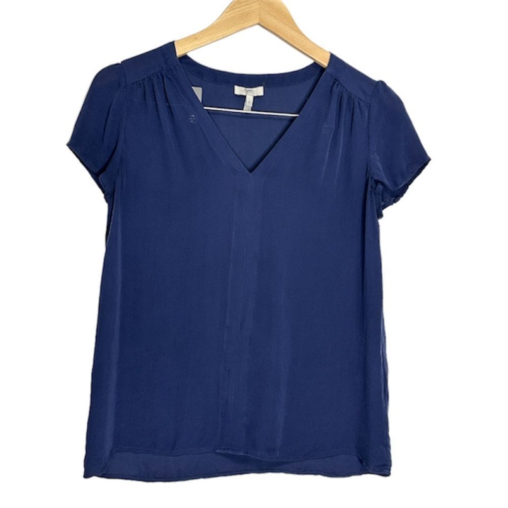 Joie Women’s Dark Blue Short Sleeve Silk Blouse Size Small